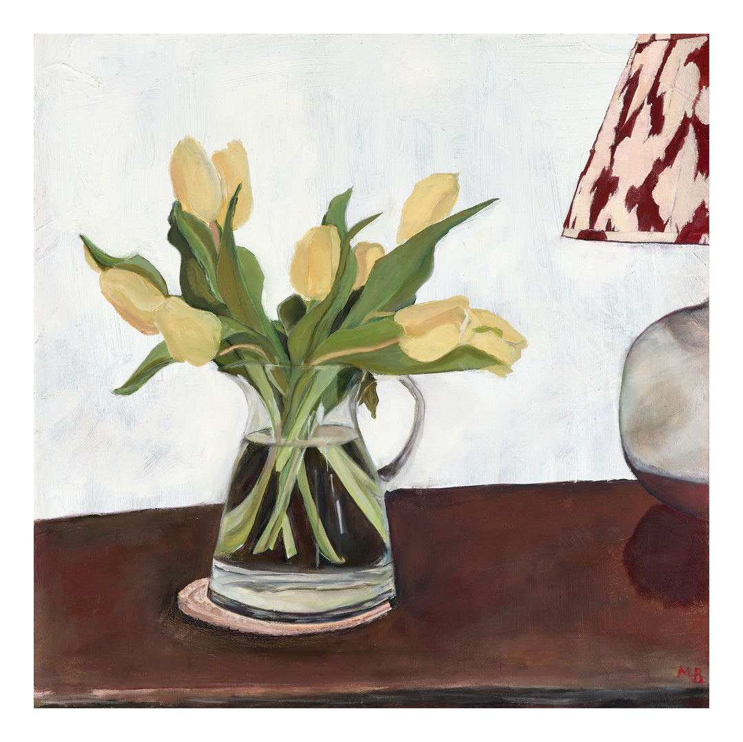 Butter Yellow Tulips with Ikat lamp