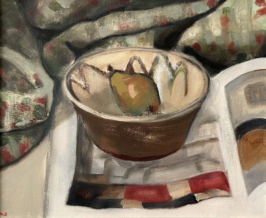 Pear in a Vintage Bowl