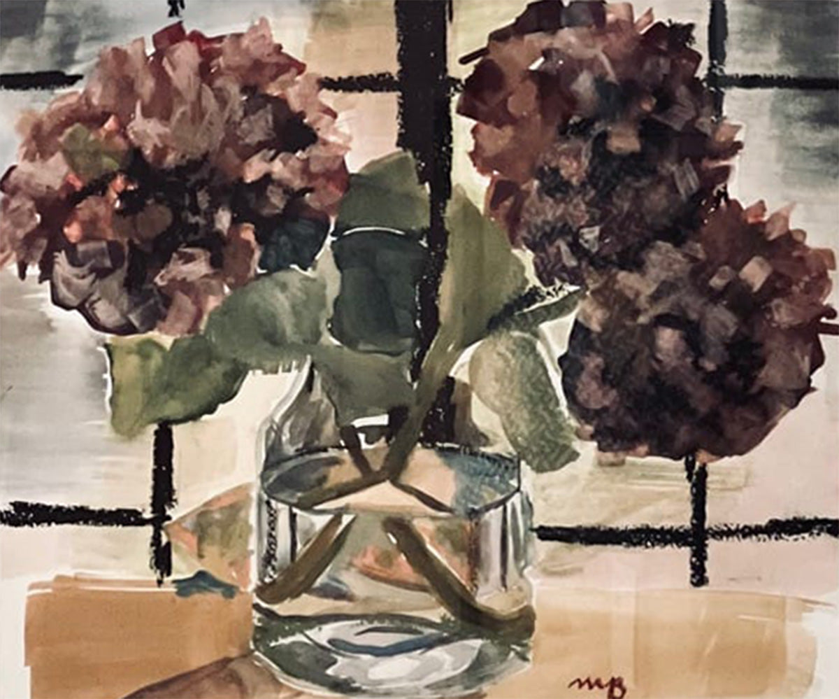 Hydrangeas in Glass Vase