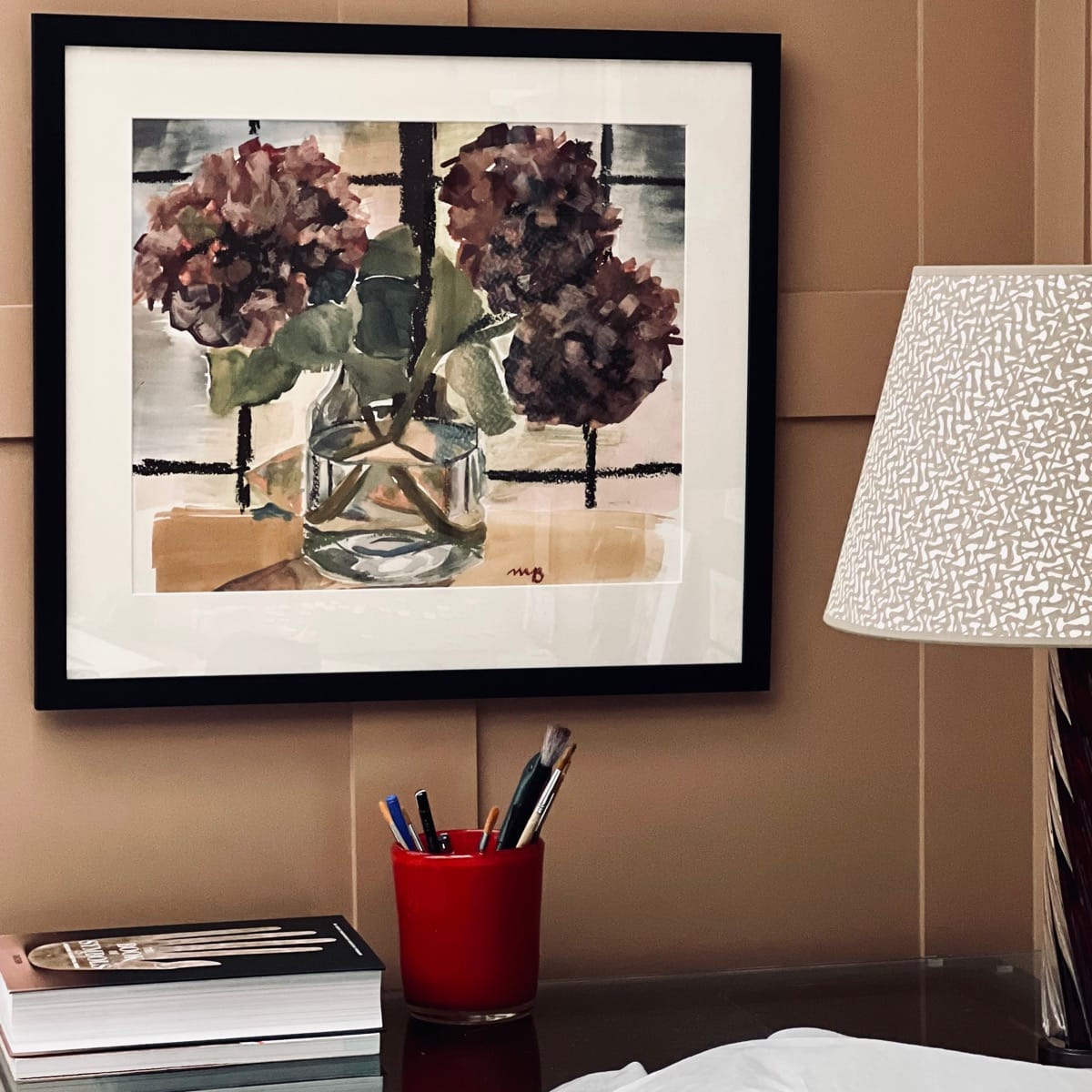 Hydrangeas in Glass Vase